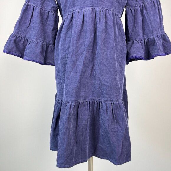 NWOT Johnny Was Emiko Tiered Embroidered Corduroy 3/4 Sleeves Dress Oversized S - Picture 10 of 15